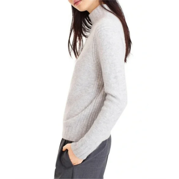 J. Crew Point Sur Gray Mock Neck Merino Wool Alpaca Blend Sweater Womens Size S - Picture 7 of 14